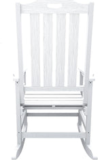 Oversized Rocking Chair Set of 4, Outdoor Rocking Chair for Adults, All Weather Resistant Porch Rocker for Lawn Garden, White
