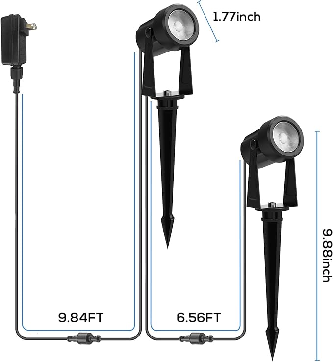 Banord Outdoor Landscape Lighting, 6 Pack Outdoor Spot Lights, Low Voltage LED Landscape Lighting with Transformer for Yard, Plant, Lawn, Garden, IP65 Waterproof & 2700K Warm White