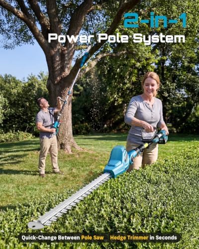 seesii 2-in-1 cordless pole saw 8-inch & 16-inch shown in use