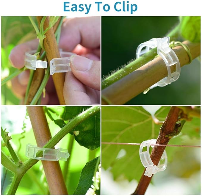 200Pcs Garden Clips for Climbing Plants, Reusable Trellis Clips for Tomatoes, Cucumbers, Peas - Gentle Plastic Plant Supports, Sun - Resistant Plastic Plant Supports