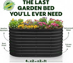 Plant & Plot Galvanized Raised Garden Beds Outdoor // 4×2×2 ft Planter Raised Beds for Gardening, Vegetables, Flowers // Large Metal Garden Box (Black) // Patented Tool-Free Design