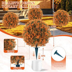 grooy artificial boxwood topiary ball trees with ground, close-up detail