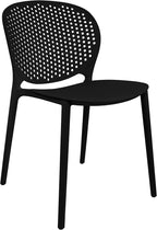 2xhome Set of 2 Patio Dining Chairs | Modern Stackable Outdoor Pool Side Chair | Weather Resistant Plastic for Yard, Porch, Balcony, Kitchen, Black