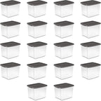 Sterilite 18-Pack Plastic Storage Bins w/ Lids, Shelf Totes Clear Containers, 50 Qt, Gray
