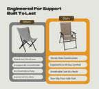 Patio Folding Chairs Set of 2, No Assembly Outdoor Dining Chair, Folding Lawn Chairs with Armrest, Only 8.7 Lbs, Lightweight & Portable for Porch Lawn Garden Pool Beach Yard Lounge, Brown