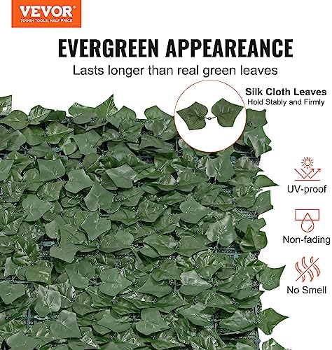 vevor artificial ivy privacy fence screen, 39 x shown in use