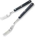 WALLFARM 2 Piece Stainless Steel 3 Prong Granny Fork Set | Three Tine Metal Meat Carving Tools for Kitchen Cooking, Long Steak Flippers for Outdoor BBQ Grills