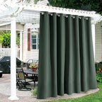 RYB HOME Extra Wide Outdoor Curtains for Patio Waterproof Heavy Duty Thermal Insulated in Summer Full Coverage Privacy for Gazebo, Cabana & Pergola, W100 x L90, Dark Green, 1 Panel