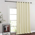 NICETOWN Blackout Room Divider Curtains for Sliding Glass Doors 102 Inches Long 1 Panel, Extra Wide Curtains for Doorway Patio Bedroom Living Room (Beige, 80Wx102L, 1 Panel)