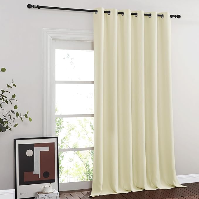 NICETOWN Blackout Curtains & Drapes - Privacy Thermal Efficiency Backdrop Curtains for Bedroom Room Divider Living Room Patio Sliding Glass Door, Wide 80 x Long 144 inch, Beige, 1 Panel