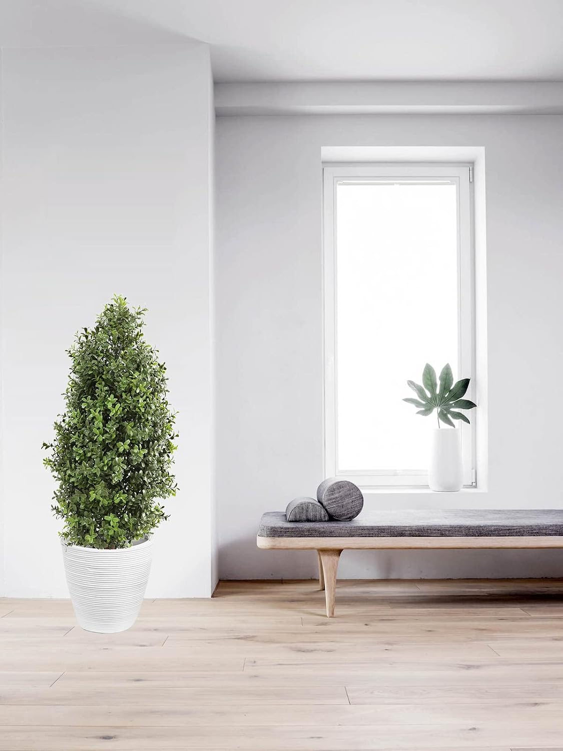 30" tall artificial boxwood topiary, 2 pcs outdoor on a desk or shelf