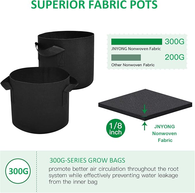 12-Pack 1 Gallon Thickened Non-Woven Grow Bags, Aeration Fabric Pots with Handles