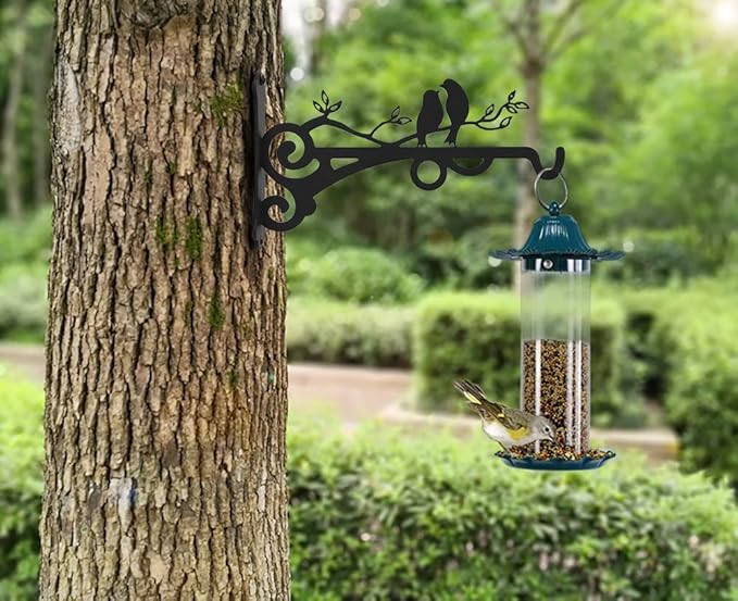 Multipurpose Hanging Basket Plant Brackets Outdoor Indoor, Heavy Duty Solid Steel Plant Hangers, Wall Mounted Lantern Hooks for Garden Plants Flower Light Bird Feeder Pack of 4