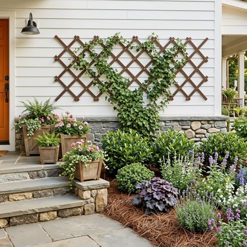 expandable wooden lattice panels outdoor garden fence trellis showing dimensions
