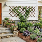 expandable wooden lattice panels outdoor garden fence trellis showing dimensions
