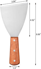 New Star Foodservice Stainless Steel Slant Edge Grill Scraper with Wood Handle, 4 x 8.5 Inch Restaurant Grade Griddle Scraper, Flat Top Scraper, Grill Cleaning Tool