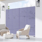 Casaphoria Metal Privacy Screen Outdoor, 72" H x 47" W Freestanding Decorative Privacy Screen for Patio Deck Balcony Garden with Stable Base, Purple-Louvered
