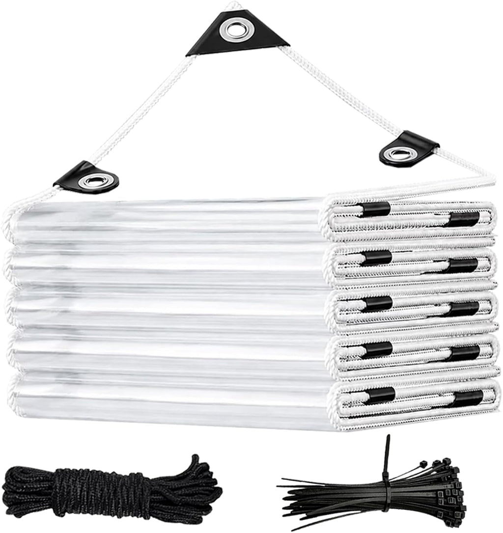 lc&qs 8x10ft clear waterproof tarp with grommets, upgraded, main product view