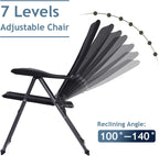 DORTALA 2-Piece Foldable Patio Chairs, Folding Chairs w/Adjustable Backrest, Outdoor Sling Chairs for Deck, Backyard, Bistro, 300 lbs Capacity, Set of 2, Black