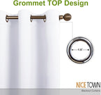 NICETOWN Extra Wide and Long Curtain - Thermal Insulated Drape Voice Canceling for Room Divider/Patio/Glass Door (White, 100 inches Width, 108 inches Length, Single Piece)
