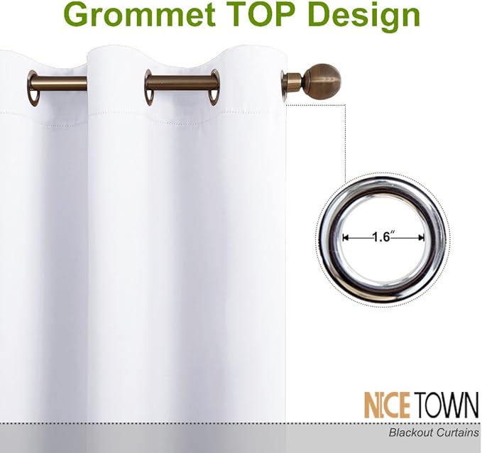 NICETOWN Extra Wide and Long Curtain - Thermal Insulated Drape Voice Canceling for Room Divider/Patio/Glass Door (White, 100 inches Width, 108 inches Length, Single Piece)