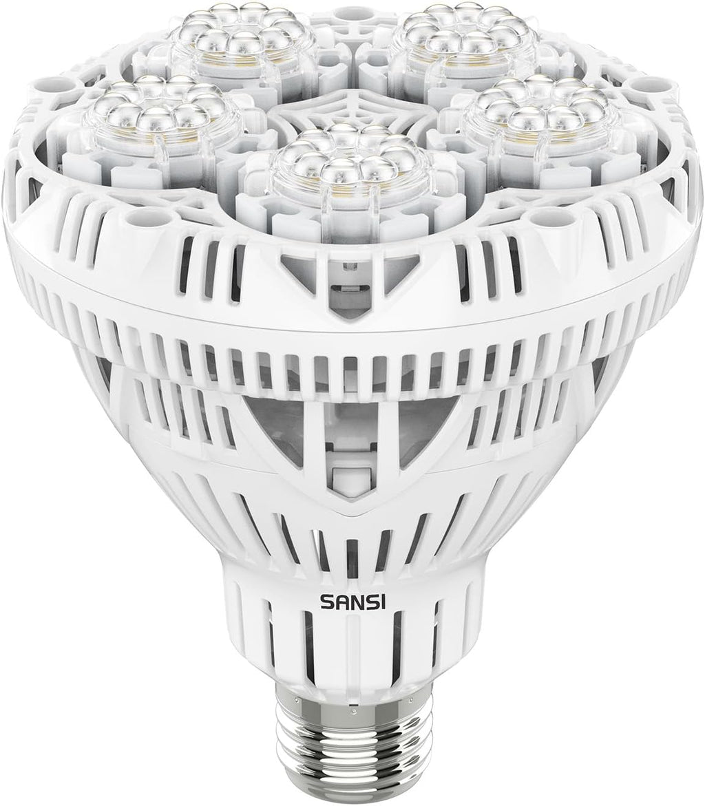 SANSI Grow Light Bulbs for Indoor Plants, 24W Full Spectrum 4000K Daylight | 300 Watt Equivalent BR30 Plant Growing Light Bulb, 4000K Full Spectrum, Optical Lens for High PPFD, ETL Listed