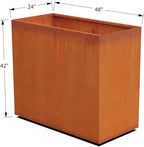 Plantercraft Large Rectangular Planters for Outdoor Plants - 48x24x42 Corten Steel Planter | Extra Large Metal Planter Box for Patio Privacy Screen & Modern Landscapes | Fully Assembled & Made in USA