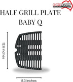 Cast Iron Barbeque Half Grill Plate for Weber Baby Q Series - Q100, Q120, Q1000, Q1200 | Weber Replacement Grill Insert | Porcelain Enamel | Superior Heat Retention
