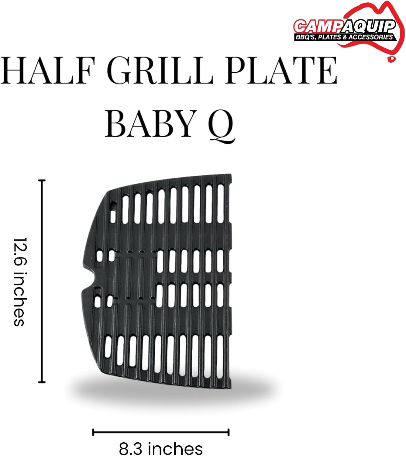 Cast Iron Barbeque Half Grill Plate for Weber Baby Q Series - Q100, Q120, Q1000, Q1200 | Weber Replacement Grill Insert | Porcelain Enamel | Superior Heat Retention