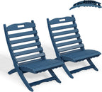 GREENVINES Folding-Xavier-Adirondack-Chairs Set of 2, HDPE Plastic, Blue | No Assembly Needed | Portable | All Weather | Low Maintenance for Fire Pit Outdoor Poolside In-pool Patio Deck | Wave