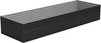 Vengarus 12x2x2FT Galvanized Raised Garden Bed Kit, Large Rectangle Elevated Planter for Vegetables, Flowers, Herbs and Succulents - 359 Gallon Capacity,Black