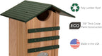Screech Owl House Cedar Nesting Box with Poly Lumber Roof, Saw-Whet Owl Box for Outside, Drainage Ventilation, Easy Cleanout, Made in USA, Green
