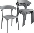 VECELO 4 Pack Plastic Stacking Chairs, Stackable Dining Chairs for Kitchen Restaurant Patio, Portable Indoor Outdoor Use, No Assembly Required, Gray