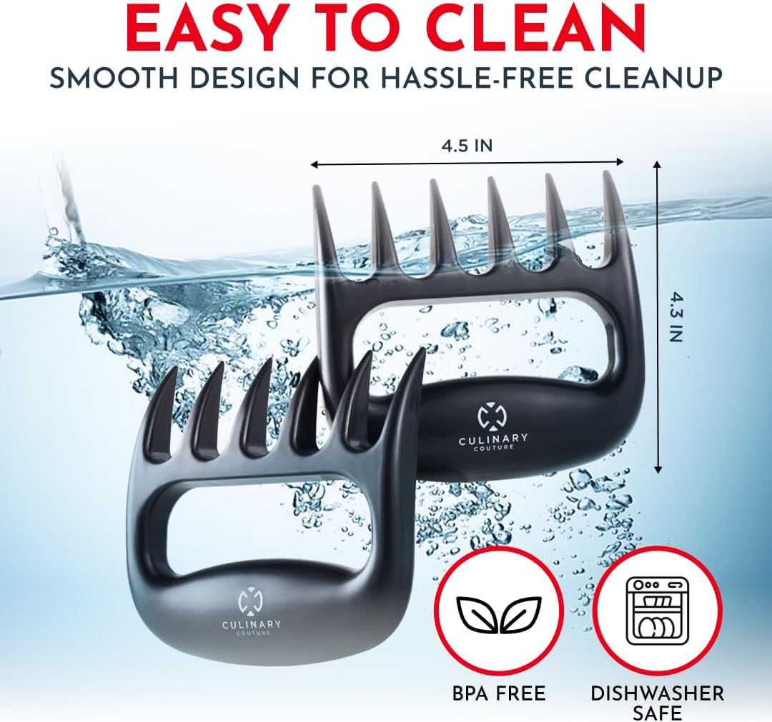 Meat Shredder Claws – Bear Claws Meat Shredder, Dishwasher Safe BBQ Tool | Heat Resistant, Ergonomic Grip Plastic Meat-Claws for Shredding Pulled Pork, Chicken and Beef