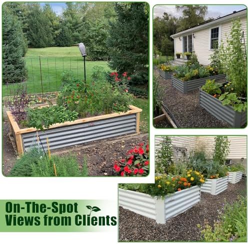 anleolife 8x4x1.5ft rectangular raised garden bed kit, quartz, close-up detail