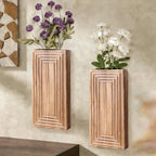 Wooden Wall Planter Vase,2 Pack Hanging Planter for Indoor Fake Plants Modern Boho Farmhouse Wall Art Decor for Home Indoor Kitchen Modern Farmhouse Bathroom Living Room Dining Room(Brown)