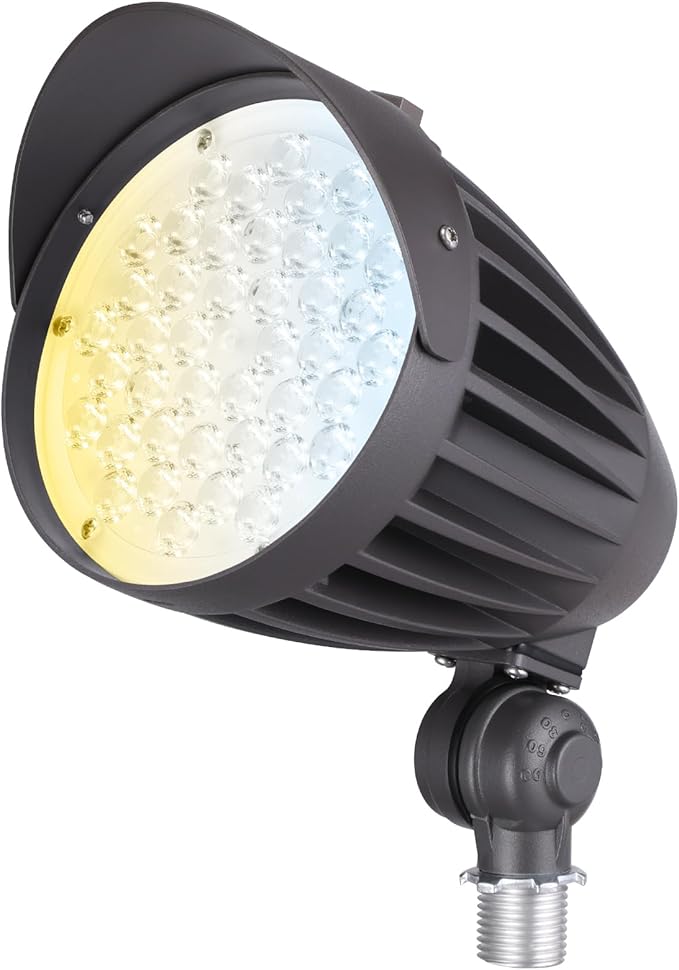 LEONLITE 20W/30W/40W 3CCT LED Bullet Flood Light, 4880LM 3000K/4000K/5000K, Dusk to Dawn 22°Focused Flag Pole Light with Knuckle Mount, Weatherproof, 100-277V Commercial Landscape Lights, ETL Listed