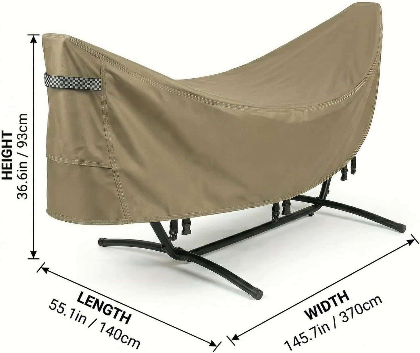 Deosk Hammock Cover Waterproof & Windproof Hammocks Covers-Heavy Duty 420D Oxford Fabric Hammocks Stand Protective Covers With Adjustable Drawstring, Buckles, Handle, Universal Size(Khaki)