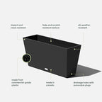 Veradek Midori Long Trough Planter (Black, 31 inch - 2 Pack with 2 Saucer Trays)