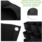 Hanging Planting Grow Bags, 64 Pockets Hanging Vertical Wall Planter Wall Mounted Grow Bag Outdoor Indoor Gardening Vertical Greening Flower Container, Planting Bags Storage Bags(1.0 m × 1.0 m, Black)