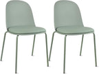 2xhome Modern Stackable Armless Dining Chair | Plastic Shell Seat with Metal Legs | Indoor or Outdoor Use | Home Kitchen Patio (2, Green, Padded Seat)