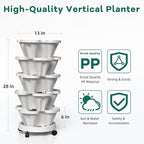Strawberry Vertical Planters 2 Pack, 5 Tiered Stacking Tower Garden with Support Pole, Stackable Herb Vegetable Planters Indoor Outdoor Black