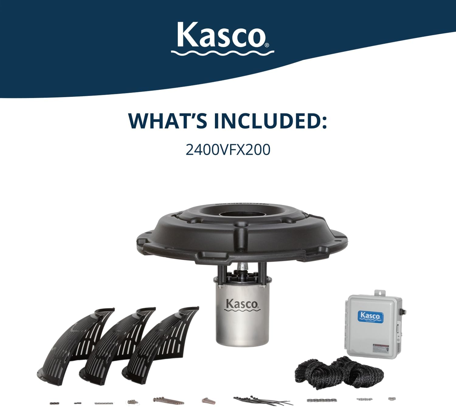 Kasco VFX Series Aerating Pond Fountain - 1/2 Horse Power 120V Single Phase with 200 ft Electric Power Cord | Pond Aerator Pump for Ponds & Lakes | Efficient Pond Aeration Systems