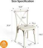 VINGLI Plastic Outdoor Dining Chairs Set of 2, Stackable Patio Cream White Dining Chairs with X Back, Waterproof Kitchen & Dining Room Chairs for Indoor-Outdoor, Capacity 400 lbs