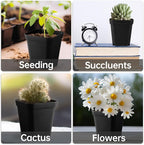 BTPLASTIK Small Plant Pots 3.5 Inch, 120 Pcs Nursery Pots with Drainage Holes, Durable Plastic Succulents Pots for Seedlings, Cuttings (Black)