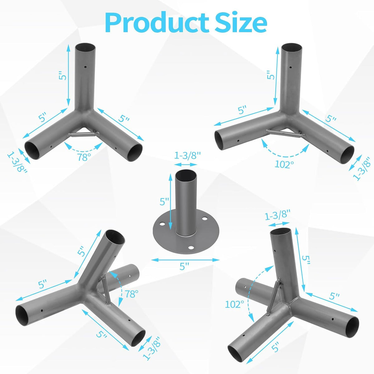 8 leg carport kits，slant roof canopy fitting kit, side view
