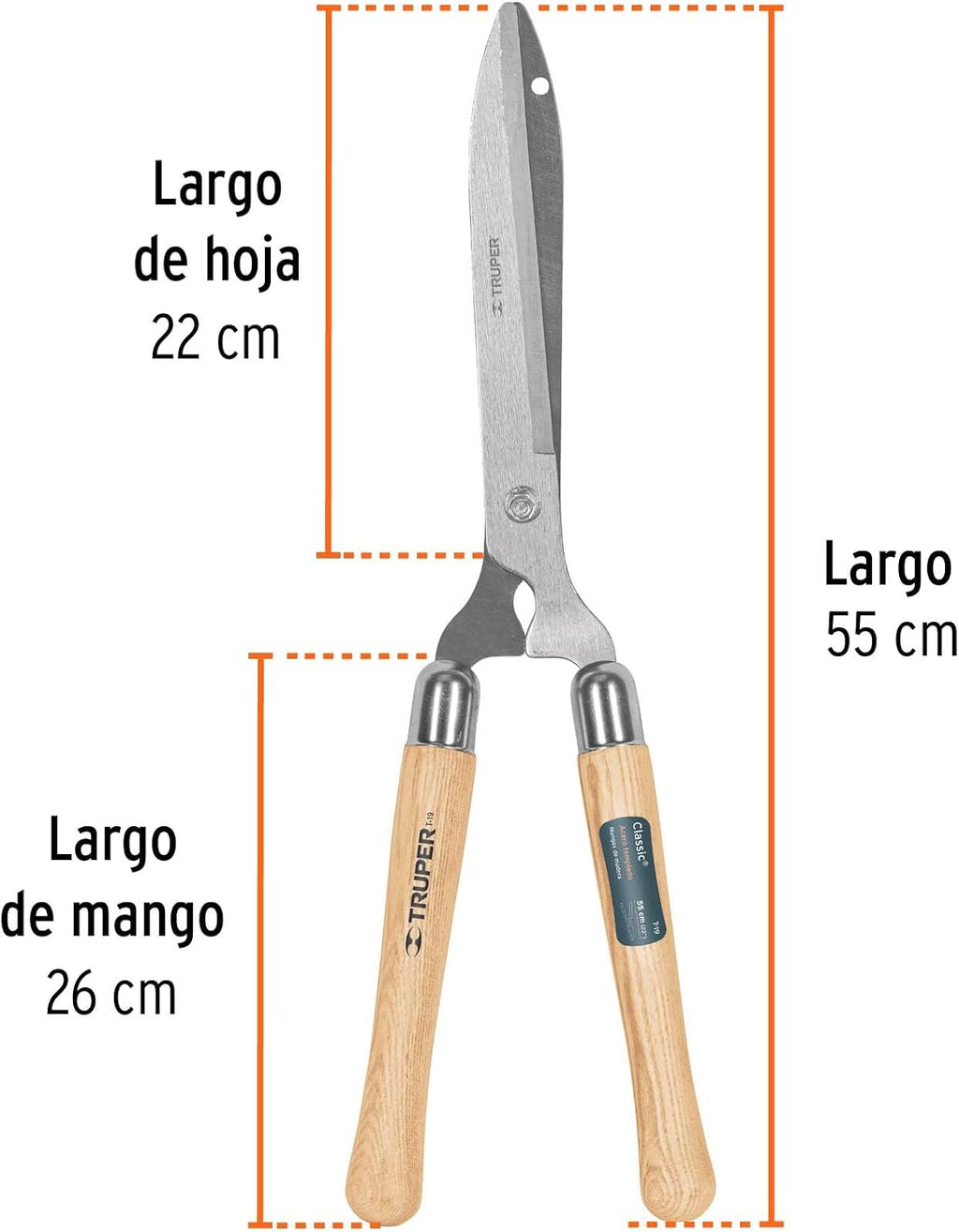 TRUPER T-19 7 1/2" Wood Handle "Classic" Hedge Shears