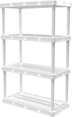 Gracious Living 2 Pack Light Duty Storage Shelves, Knect-A-Shelf 4-Shelf Ventilated Shelving Rack Organizer for Home, Garage, Basement & Laundry, White
