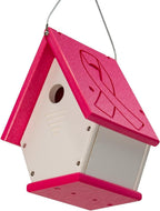 Recycled Poly Lumber Wren Chateau Birdhouse - Made in The USA - Perfect Garden and Backyard Birdhouse for Wrens, Chickadees, and Warblers! (Pink/White)