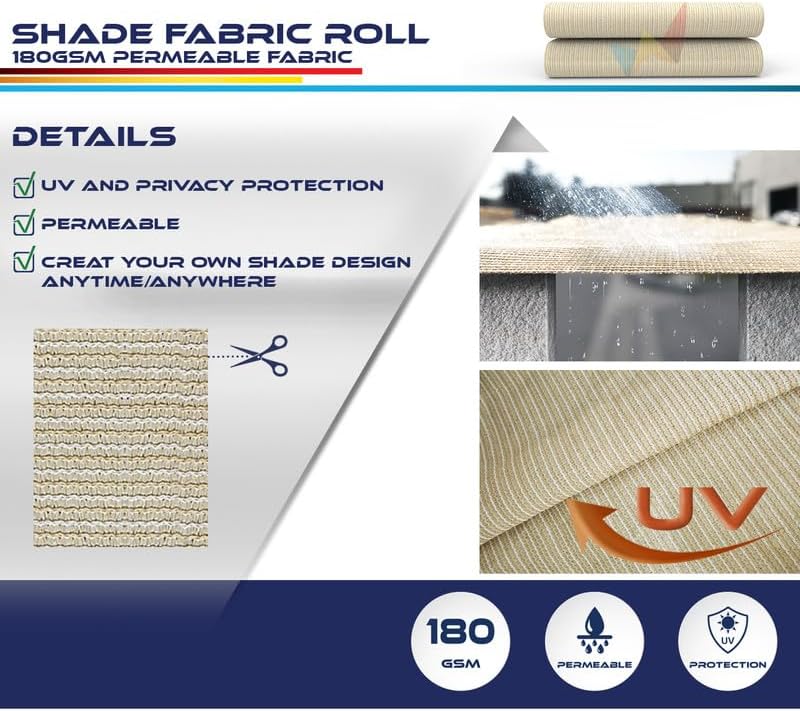 windscreen4less 8'x15' sun shade fabric roll shade cloth, side view